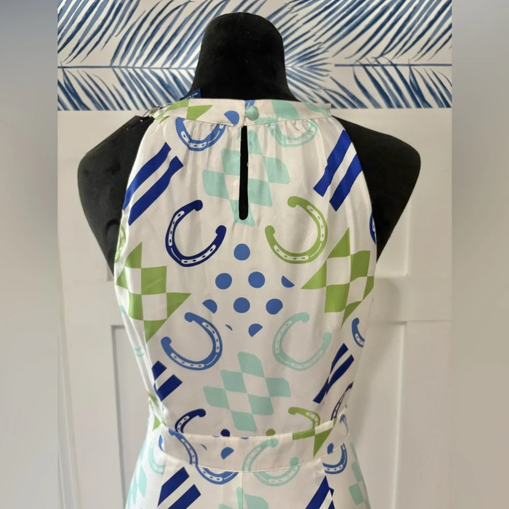 * NEW * 🏇 Vineyard Vines Horseshoe Patchwork Lined Kentucky Derby Dress Size 2 - Picture 4 of 16